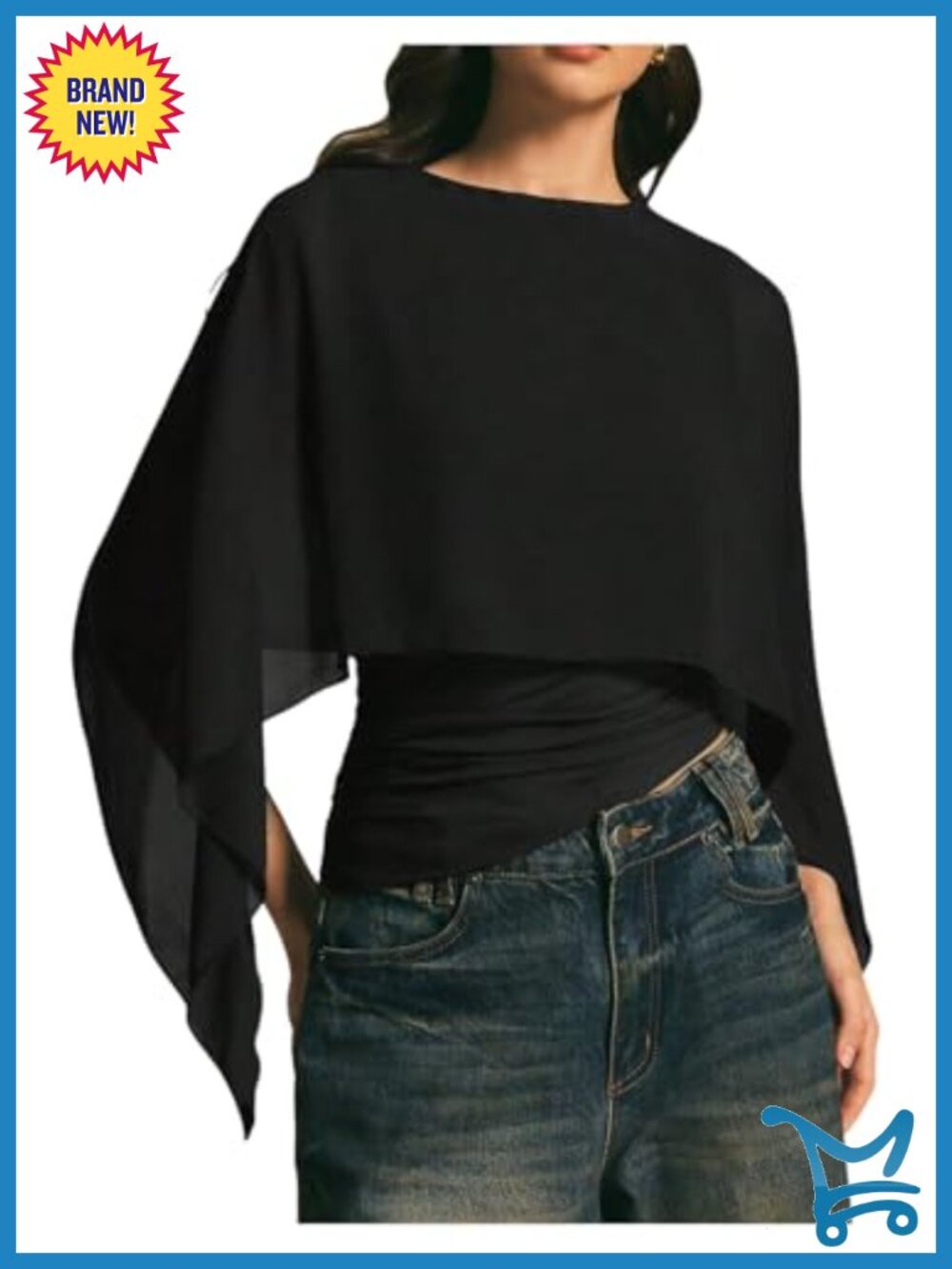 Sheer Mesh Asymmetrical Blouse 2-in-1 Double Layered Chiffon Top